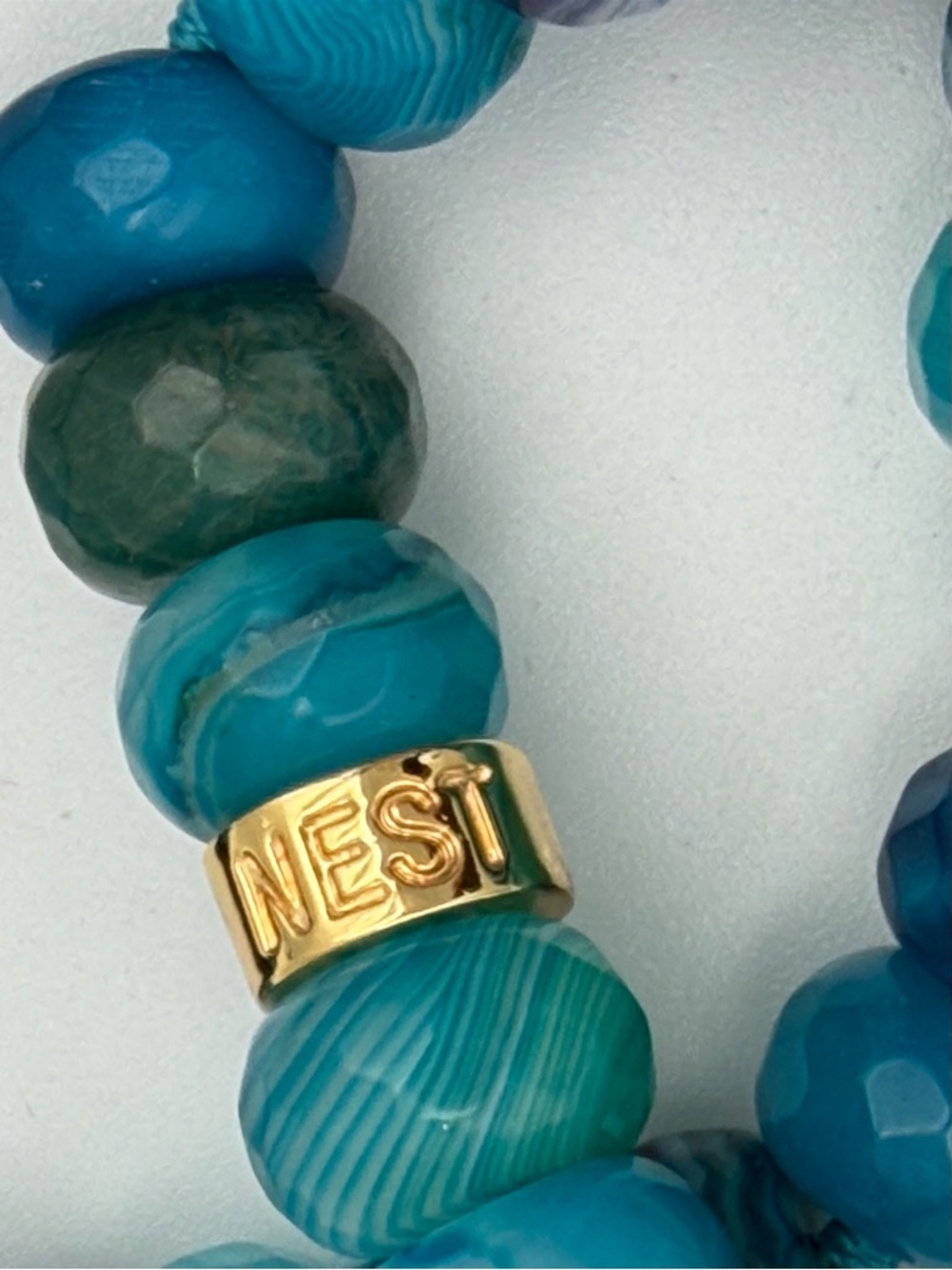 Blue Agate Beaded Necklace - Women Jewelry - Picture 3 of 3